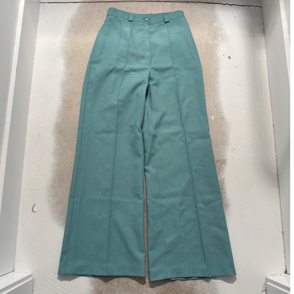 Vintage Ardee California Teal Wide Leg High Waist Trousers Pants 24x31 Talon Zip